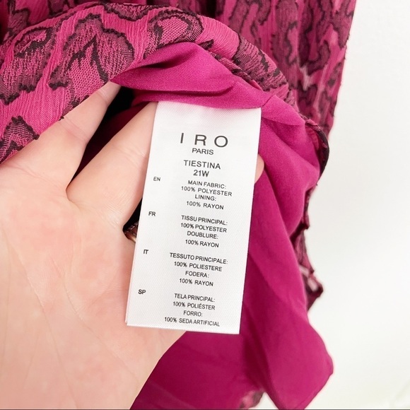 IRO Tiestina Leopard Print Mini Dress Red Pink Party Evening Long Sleeve Wrap - Picture 13 of 14